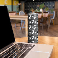 Bula Fiji Skinny Tumbler Black Makare Masi Tapa Pattern