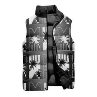 Bula Fiji Sleeveless Puffer Jacket Black Makare Masi Tapa Pattern