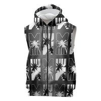 Bula Fiji Sleeveless Zip Hoodie Black Makare Masi Tapa Pattern