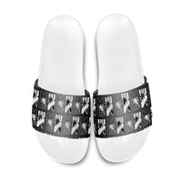 Bula Fiji Slide Sandals Black Makare Masi Tapa Pattern