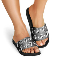 Bula Fiji Slide Sandals Black Makare Masi Tapa Pattern