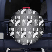 Bula Fiji Spare Tire Cover Black Makare Masi Tapa Pattern
