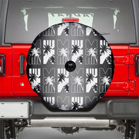 Bula Fiji Spare Tire Cover Black Makare Masi Tapa Pattern