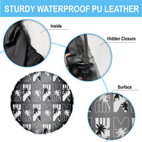 Bula Fiji Spare Tire Cover Black Makare Masi Tapa Pattern