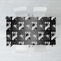 Bula Fiji Tablecloth Black Makare Masi Tapa Pattern