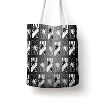 Bula Fiji Tote Bag Black Makare Masi Tapa Pattern