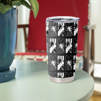 Bula Fiji Tumbler Cup Black Makare Masi Tapa Pattern