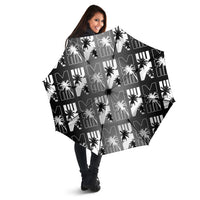 Bula Fiji Umbrella Black Makare Masi Tapa Pattern