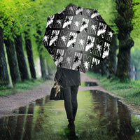 Bula Fiji Umbrella Black Makare Masi Tapa Pattern