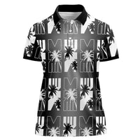 Bula Fiji Women Polo Shirt Black Makare Masi Tapa Pattern