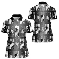 Bula Fiji Women Polo Shirt Black Makare Masi Tapa Pattern