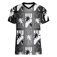 Bula Fiji Women V-Neck T-Shirt Black Makare Masi Tapa Pattern
