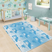 Bula Fiji Area Rug White Makare Masi Tapa Pattern