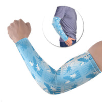 Bula Fiji Arm Sleeves White Makare Masi Tapa Pattern