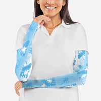 Bula Fiji Arm Sleeves White Makare Masi Tapa Pattern