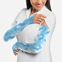 Bula Fiji Arm Sleeves White Makare Masi Tapa Pattern