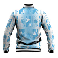 Bula Fiji Baseball Jacket White Makare Masi Tapa Pattern