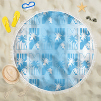 Bula Fiji Beach Blanket White Makare Masi Tapa Pattern