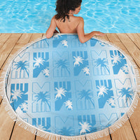 Bula Fiji Beach Blanket White Makare Masi Tapa Pattern