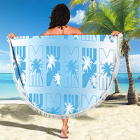 Bula Fiji Beach Blanket White Makare Masi Tapa Pattern