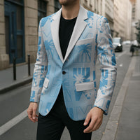 Bula Fiji Blazer White Makare Masi Tapa Pattern