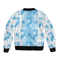 Bula Fiji Bomber Jacket White Makare Masi Tapa Pattern