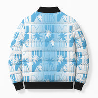 Bula Fiji Bomber Puffer Jacket White Makare Masi Tapa Pattern