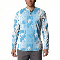 Bula Fiji Button Sweatshirt White Makare Masi Tapa Pattern