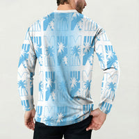 Bula Fiji Button Sweatshirt White Makare Masi Tapa Pattern
