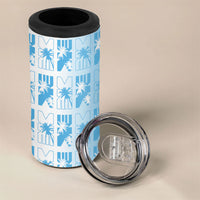 Bula Fiji 4 in 1 Can Cooler Tumbler White Makare Masi Tapa Pattern