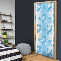 Bula Fiji Door Cover White Makare Masi Tapa Pattern