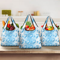 Bula Fiji Grocery Bag White Makare Masi Tapa Pattern