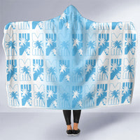 Bula Fiji Hooded Blanket White Makare Masi Tapa Pattern