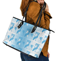 Bula Fiji Leather Tote Bag White Makare Masi Tapa Pattern