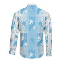 Bula Fiji Long Sleeve Button Shirt White Makare Masi Tapa Pattern