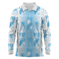 Bula Fiji Long Sleeve Polo Shirt White Makare Masi Tapa Pattern