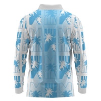 Bula Fiji Long Sleeve Polo Shirt White Makare Masi Tapa Pattern