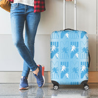 Bula Fiji Luggage Cover White Makare Masi Tapa Pattern