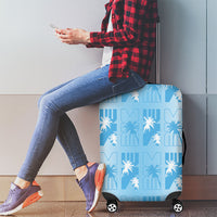 Bula Fiji Luggage Cover White Makare Masi Tapa Pattern