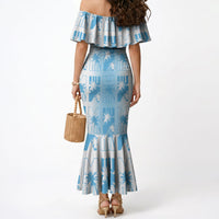 Bula Fiji Mermaid Dress White Makare Masi Tapa Pattern