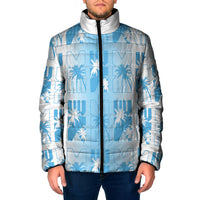 Bula Fiji Padded Jacket White Makare Masi Tapa Pattern