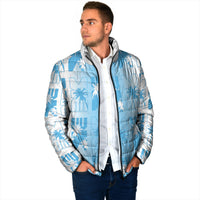 Bula Fiji Padded Jacket White Makare Masi Tapa Pattern