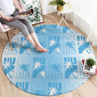 Bula Fiji Round Carpet White Makare Masi Tapa Pattern