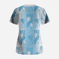 Bula Fiji Scrub Top White Makare Masi Tapa Pattern