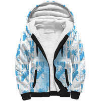 Bula Fiji Sherpa Hoodie White Makare Masi Tapa Pattern