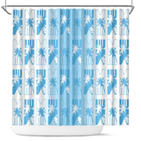 Bula Fiji Shower Curtain White Makare Masi Tapa Pattern