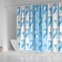 Bula Fiji Shower Curtain White Makare Masi Tapa Pattern