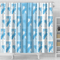 Bula Fiji Shower Curtain White Makare Masi Tapa Pattern