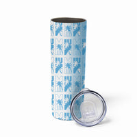 Bula Fiji Skinny Tumbler White Makare Masi Tapa Pattern