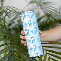 Bula Fiji Skinny Tumbler White Makare Masi Tapa Pattern